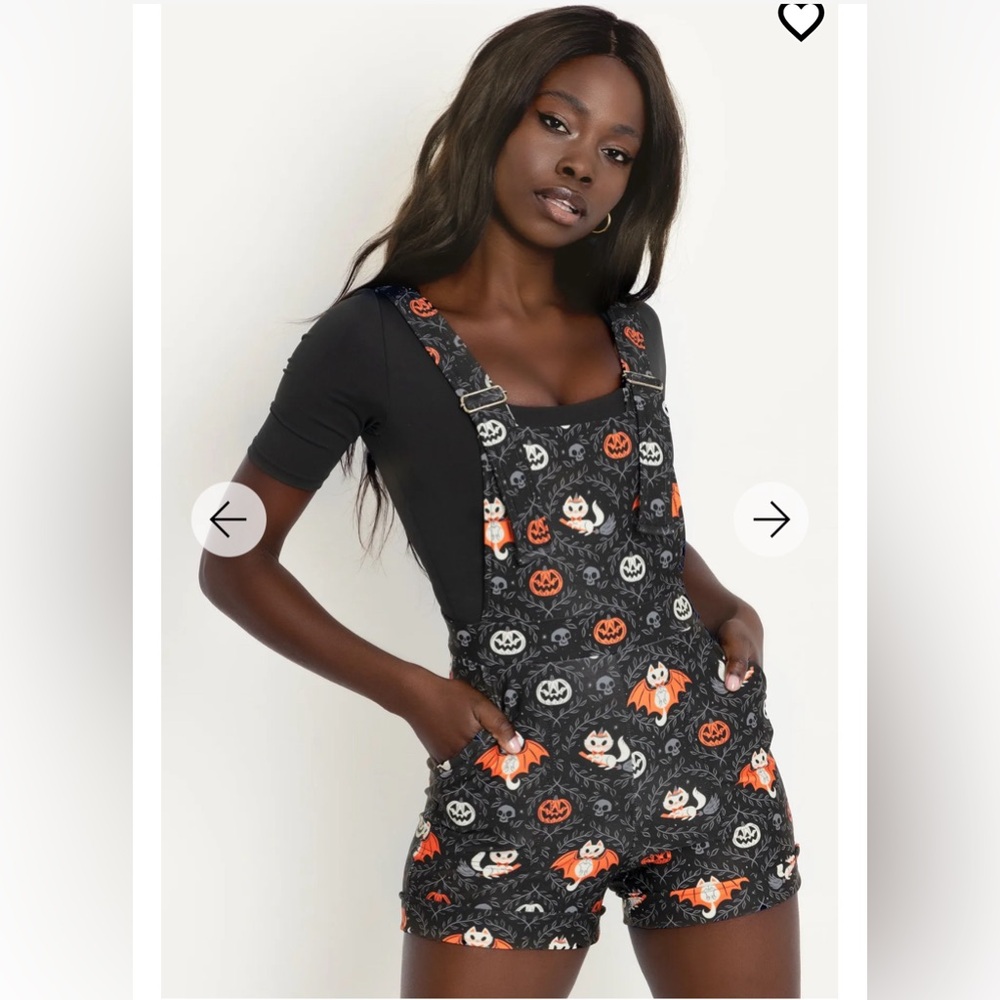 Blackmilk Feline Spooky Short Overalls